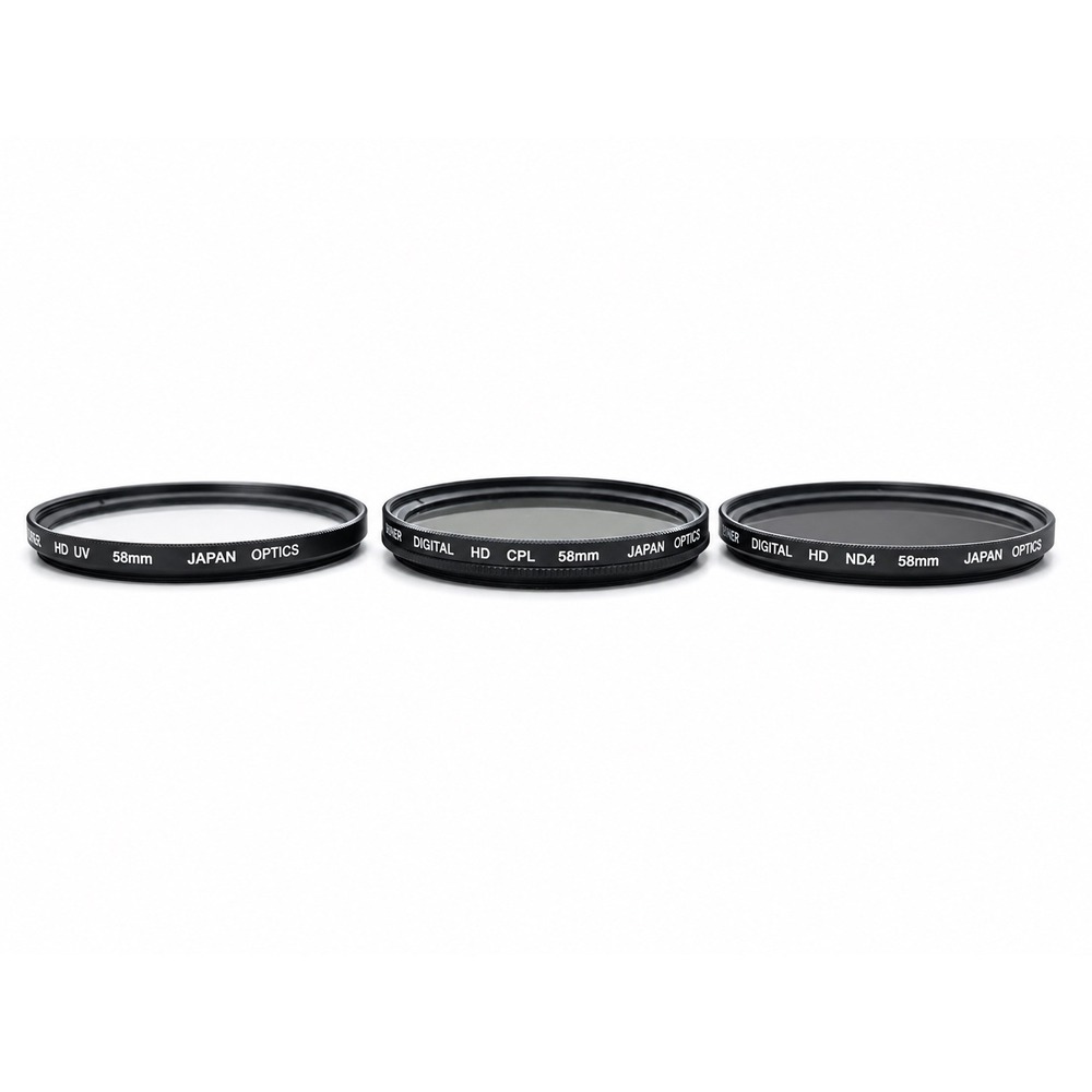 Bower Digital HD 58mm Filter Set UV CPL ND4 Japan Optics 3 Piece Kit